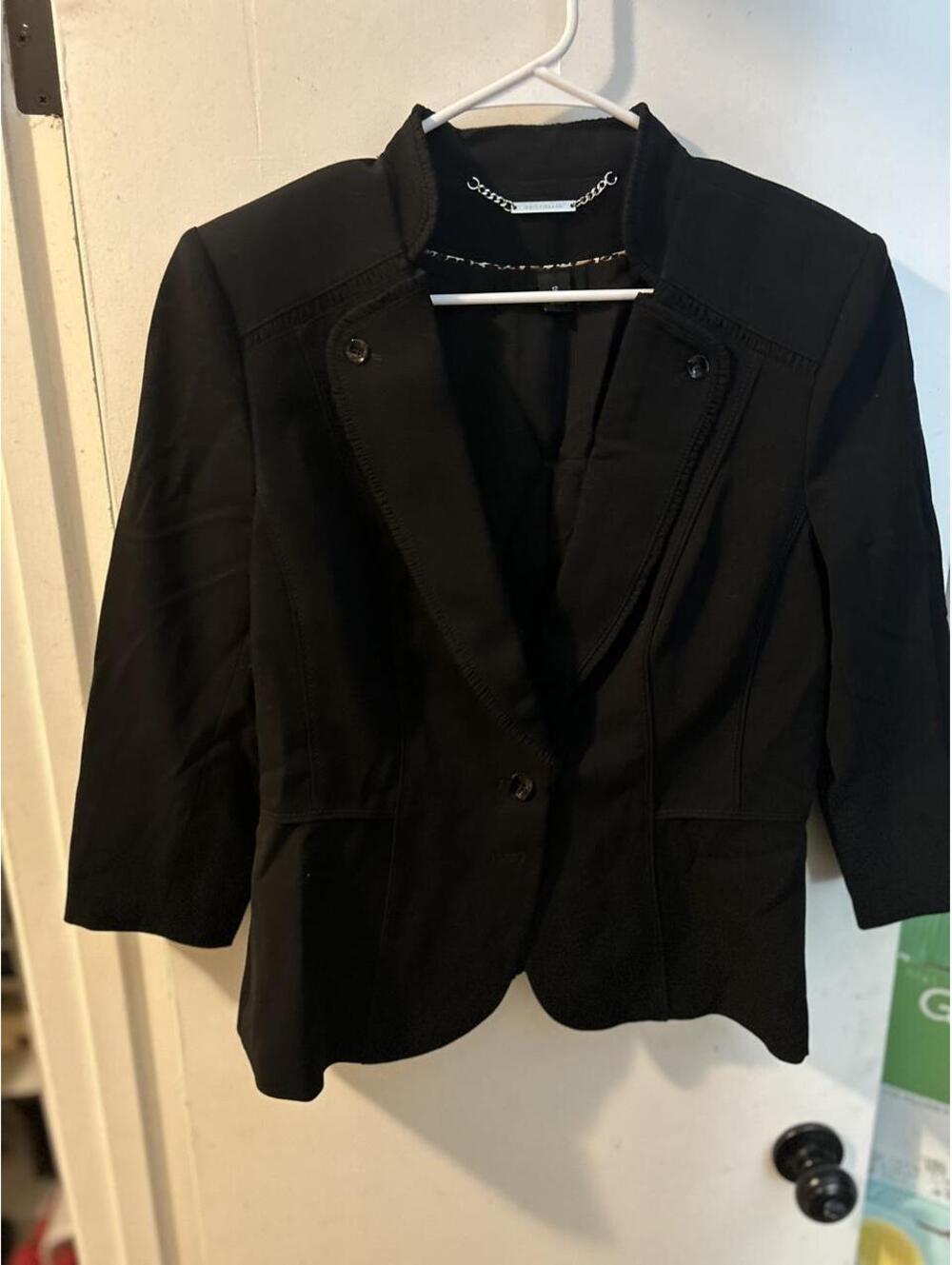 White House Black Market black blazer with chain detail, size 12